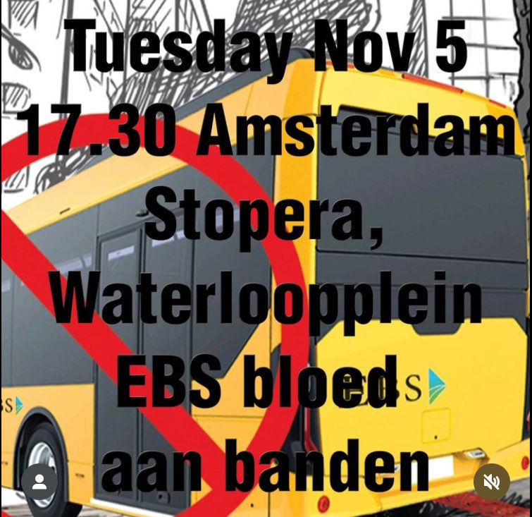 EBS bus actie op 5 november 17.30 bij de Stopera. Tijdens vergadering Vervoersregio Amsterdam